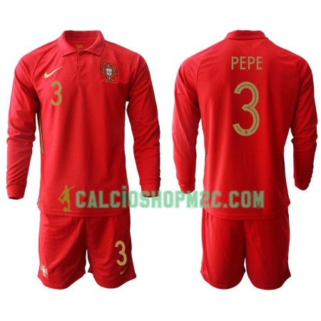 Portogallo Pepe 3 Bambino Maglia Prima Euro 2020 Manica Lunga (+ Pantaloncini)